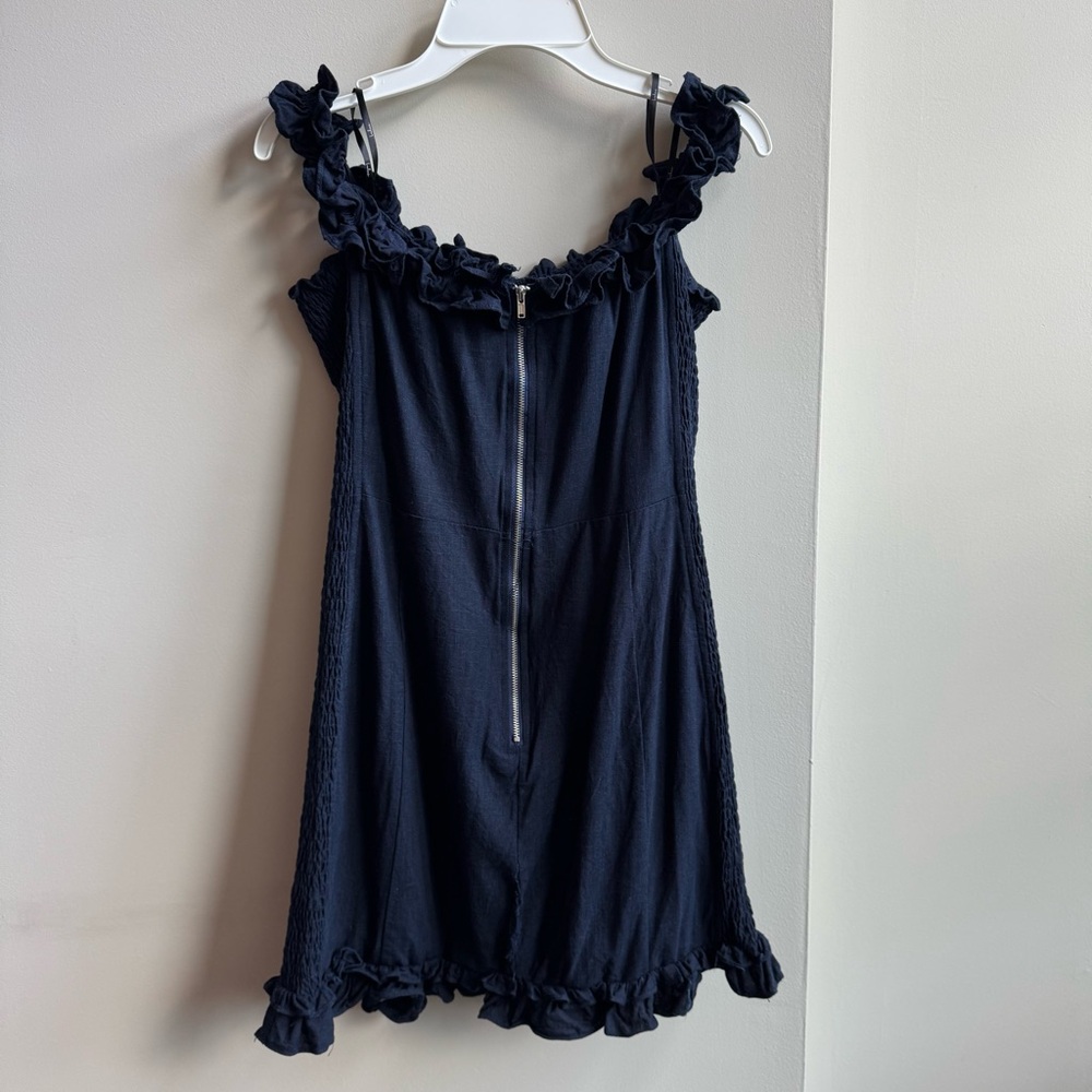 Lulu’s Elati Navy Blue Ruffled Off-the-Shoulder Bodycon Dress - Picture 9 of 12